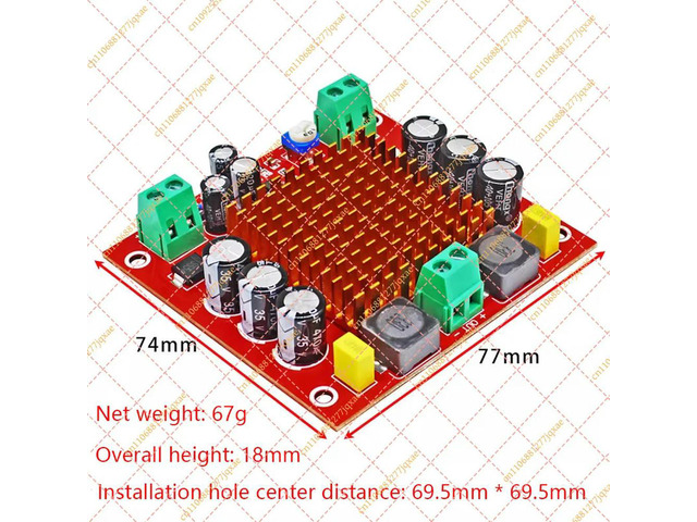 XH-M544 150W Mono Class D Audio Amplifier Board, TPA3116D2 Digital Power Module (DC 12-24V)