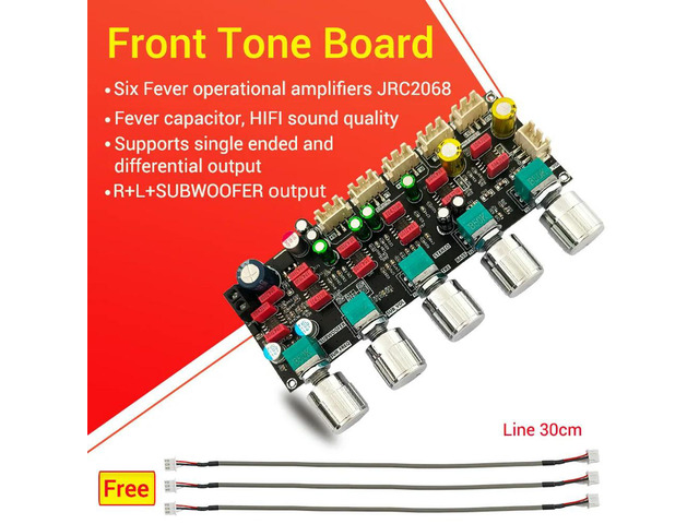 JRC2068 HiFi Preamplifier Board Stereo Treble Bass Frequency Volume Control DC 12-30V XH-2.54mm Input For Speaker Subwoofer PRO1