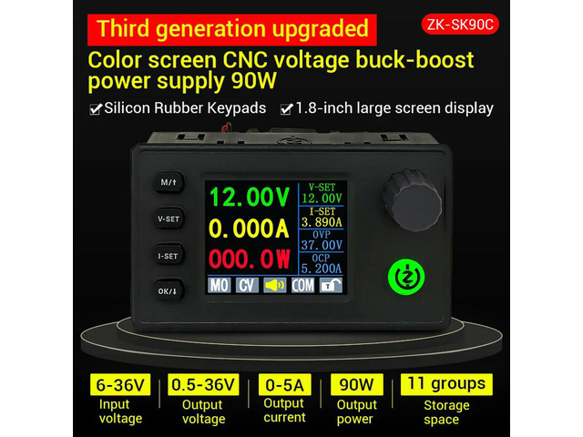SK90C Color Screen CNC Buck Boost Converter Adjustable Voltage Regulator Power Charging Module 90W Upgrade Version