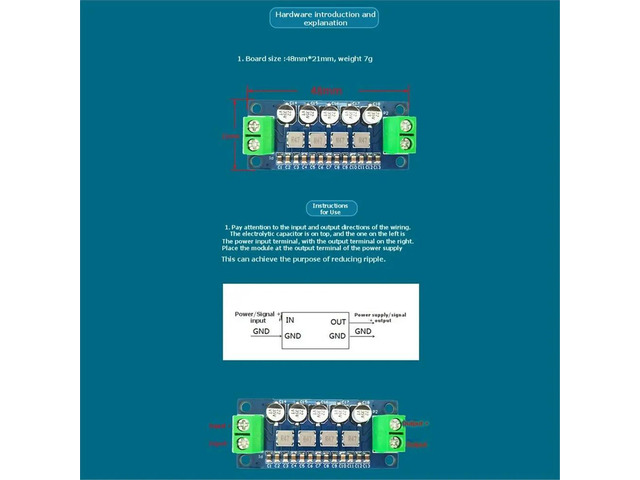 0-35V DC Power Filter Module Low-Pass Filter Voltage Regulator Module LPF 0-5A Voltage Regulator Module Reduces Ripple