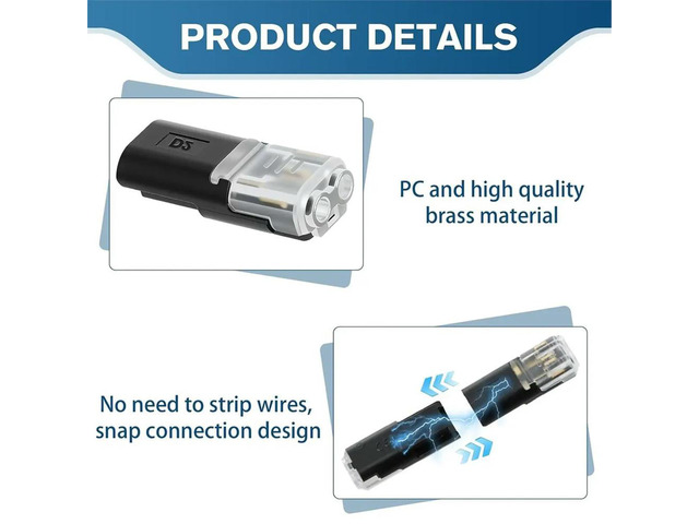 50 Pcs 2-Pin Low Voltage Wire Plug-in Connectors with Locking Buckle, for 22-18 AWG,LED Strip Light and Electrical Cable