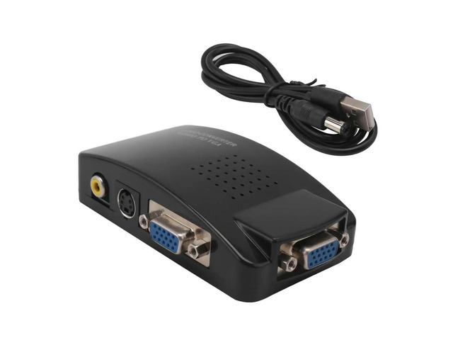 AV to VGA Adapter RCA VGA Converter PC RCA Composite S-Video AV Input to PC VGA LCD Output Converter Switch Box