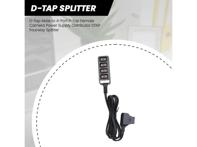 D-Tap Male to 4-Port P-Tap Female Camera Power Supply Distributor DTAP Fourway Splitter