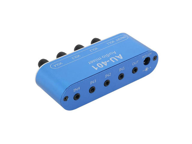 DC 5V-12V AU-401 Stereo Audio Mixer 4 Input 1 Output Individually Controls Board Sound Mixing DIY Headphones Amplifier