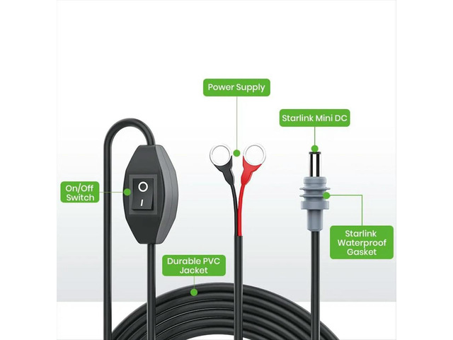 For Starlink Mini O-Ring DC Charging Cable,3Meter/10FT for Starlink Mini Power Cable with Switch for Trucks Boats RVCars