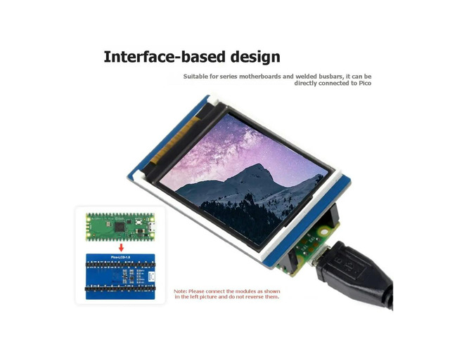 For Raspberry Pi Pico 1.8 Inch Pico LCD Display Module 160x128 TFT Screen 65K RGB Color SPI Interface ST7735S Driver