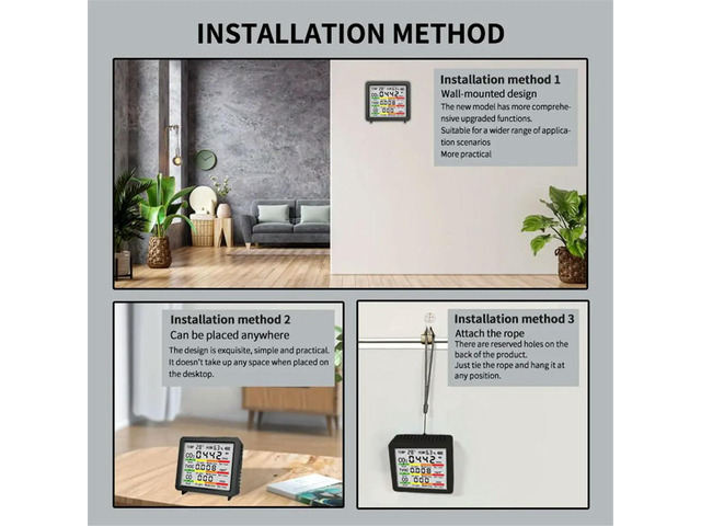 5 in 1 Multifunctional Air Meter Household Temperature Humidity CO CO2 TVOC Tester Monitor Air Detector Black