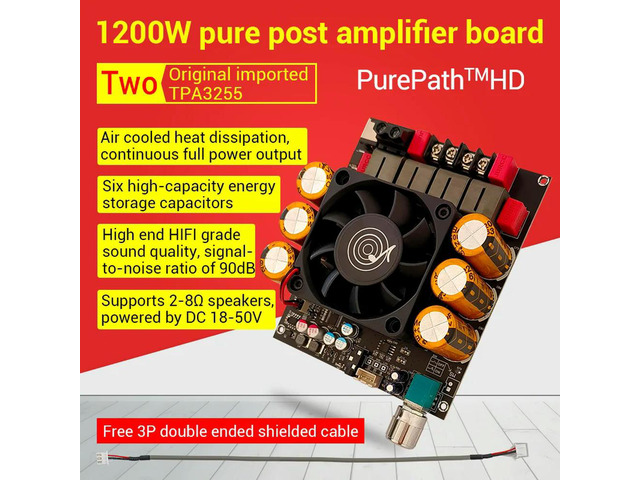 ZK-6002 Pure Post Amplifier Board 2.0 Stereo With High And Low Frequency Modulation 600W+600W TPA3255