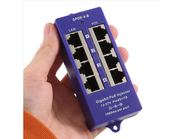 48V or 24V Gigabit Passive PoE Injector 4 Port 1000Mbps PoE Module for Security IP Camera Access Point, UBNT