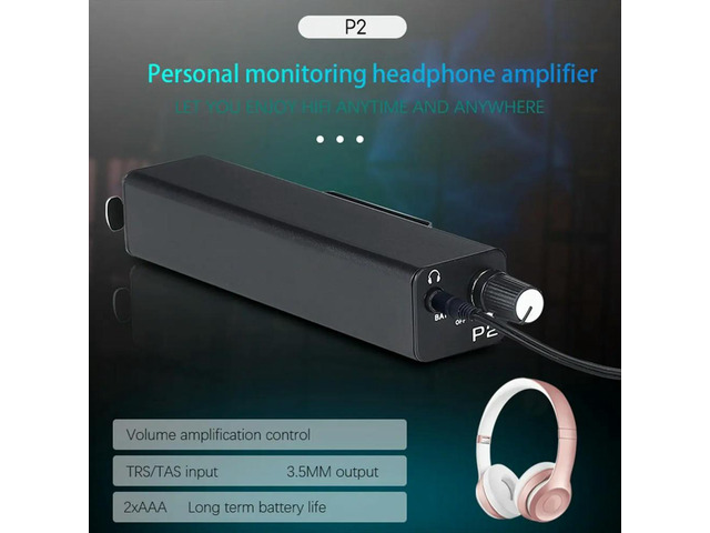P2 Headphone Amp Road-Ready Stereo/Mono Instant Switch, Ultra-Low Noise Circuit for Drummers & Live Vocalists