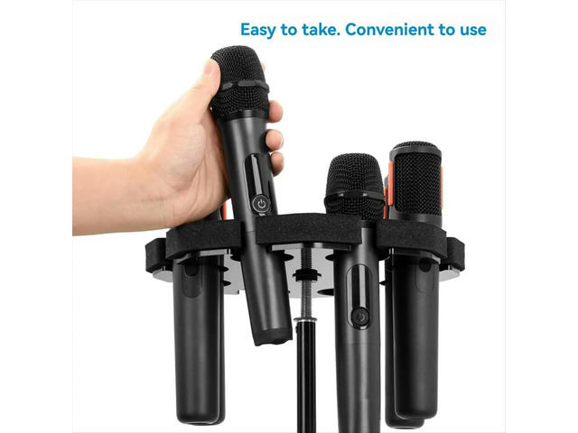 Microphone Holder for Mic Handheld Microphone Organizer for 1/4In,3/8 and 5/8In Threaded Stand Hold Up to 8 Mics
