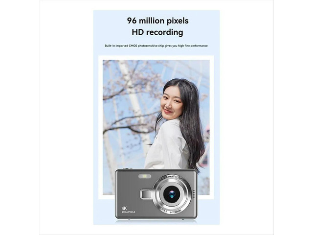 HD 1080P 96MP Digital Camera for Children - 16X Zoom, 2.4 Inch IPS Screen, Ideal for Beginner Photography Gray