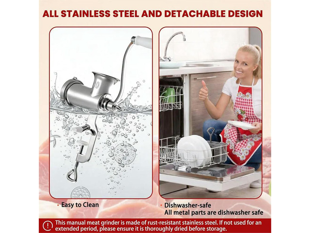 HAPPYDAY~ Multi-Purpose Manual Meat Mincer and Sausage with Table Clamp - Easy to Clean