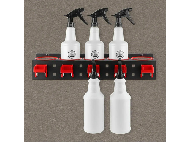 HAPPYDAY~ 2 Pcs SprayBottle Rack, Wall Mount Bottle Organizer Car Detailing, Steel SprayBottle Holder