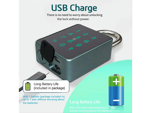 TTLock Password Bluetooth Padlock Touch Screen RFID IC Card Key Home Security Waterproof Cabinet Electronic Padlock