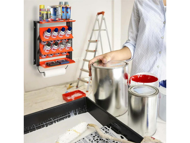 HAPPYDAY~ SprayCan Holder, Lube Can Wall Mount Rack Heavy Duty Paint Bottle Organizer for Garage & Home 8 Can Holes