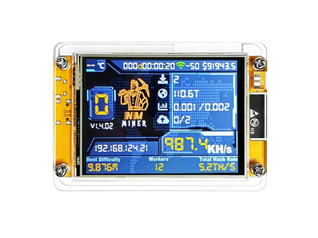4X 987KH/S NMMiner NerdMiner+4 Slots Stand Upgraded Harshrate 2.8 Inch Display Bitcoin Crypto Solo Lottery Miner