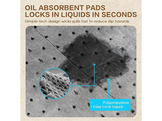 THANKYOU 100 Pack Oil Absorbent Pads 16x18',Polypropylene Oil Absorbent Mat Universal Spill Control Absorbers for Oil Coolant