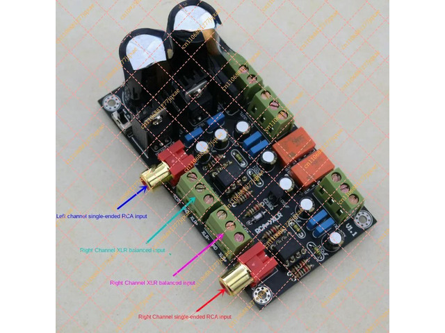 RCA/XLR Single-Ended to Balanced Converter Board, Built-in Rectifier Filter (AC Powered)