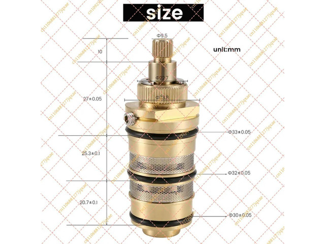 B44C Brass Thermostatic Cartridge, Shower Mixer Valve Repair Kit for Bathroom Water Temperature Control Faucet