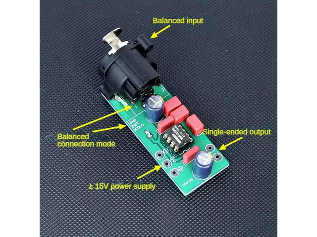 INA137PA Mono Balanced to Single-Ended Audio Converter Finished Board