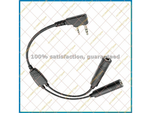 GA Dual Plugs Aviation Headset to 2-Pin Adapter Cable, Compatible for UV-5R 888S-ABHG Radio