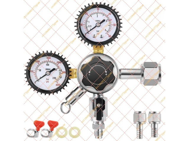 CGA-320 Dual Stage Gauge CO2 Kegerator Regulator, Pressure Regulator with 1/4inch 5/16inch Fittings
