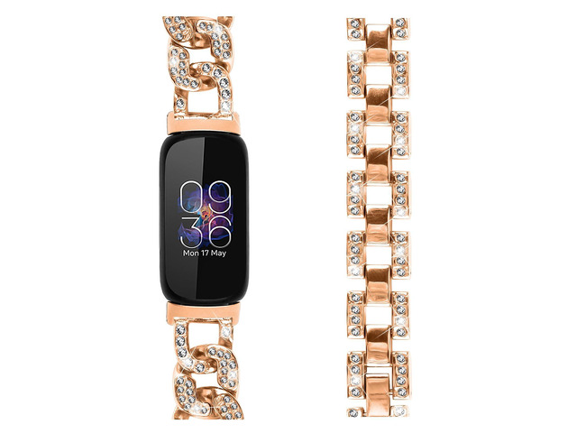 Bling Metal Band Compatible with Fitbit Inspire 3, Luxury Stainless Steel Dressy Replacement Bracelet Strap, Adjustable Jewelry Wristband