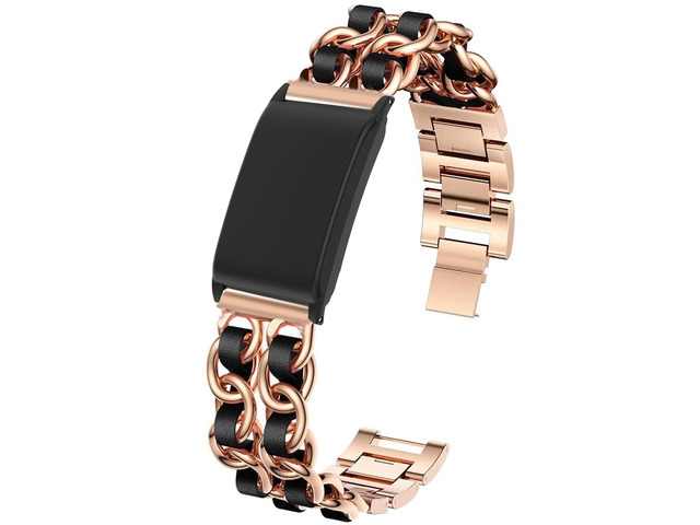Compatible with WHOOP 4.0 Bands with Case bands, Jewelry Chain Metal Wristband with Leather Compatible with WHOOP 5.0 PEAK, LIFE MG, One, 4.0, 3.0