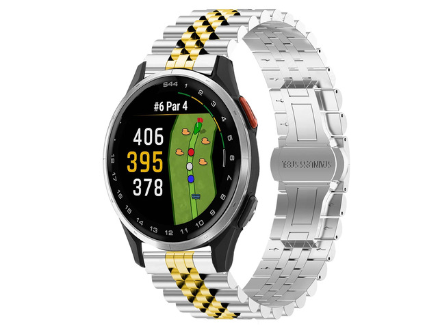 Compatible with Garmin Approach S44 Band, 20mm Quick Release Solid Stainless Steel Metal Band with Butterfly Folding Clasp Link Bracelet Compatible...