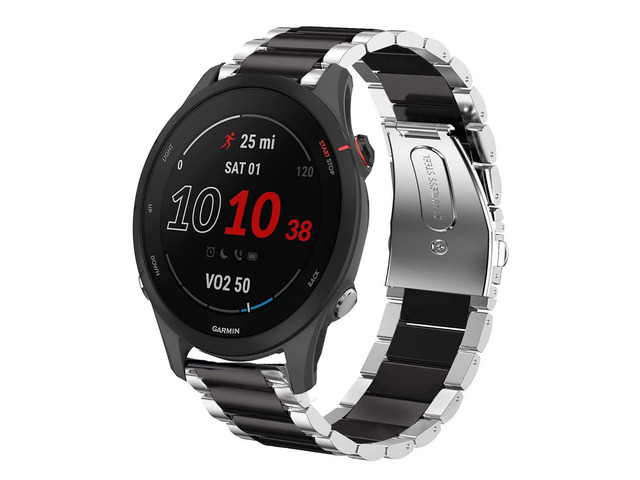 Compatible for Garmin Forerunner 255 Band, Quick Release Stainless Steel Metal Replacement Straps Compatible with Garmin 255 46mm / 255S 41mm...