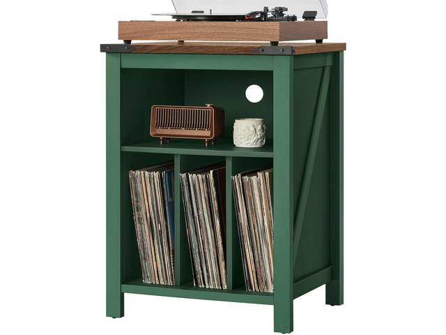 Record Player Stand with Vinyl Record Storage,Green Record Player Table Holds up to 160 Albums,Large Wood Turntable Stand Cabinet Dispaly Shelf...