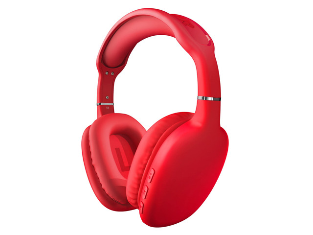 Over-Ear Headphones - Wireless Bluetooth Headphones with Noise Isolation, Built-in Mic, Soft Memory Foam Cups for All-Day Comfort, Red