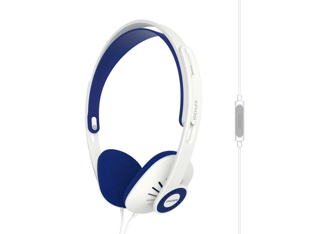 KPH30i Retro Style On-Ear Headphones, White, Microphone, Wired In-Line Microphone and Touch Remote Control, D-Profile Design, 3.5mm Jack