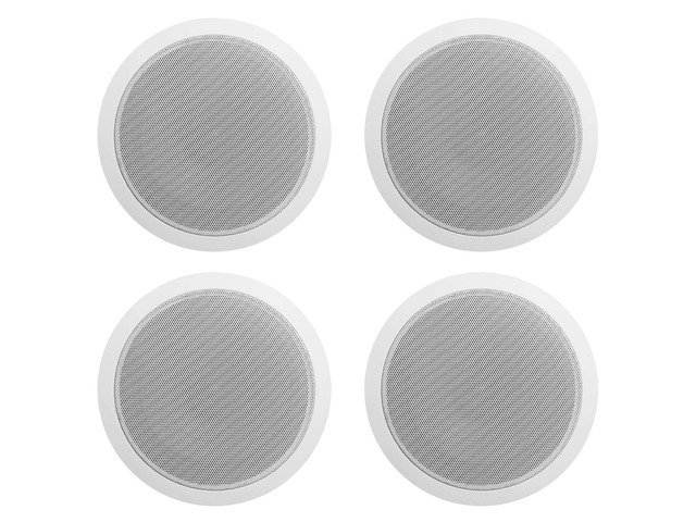 4-Pack CCL6T White 70V 6' Commercial/Restaurant Ceiling Speakers 10W, 5W, 2.5W Transformer Terminal Connections, Flush Mount Grilles, for PA...