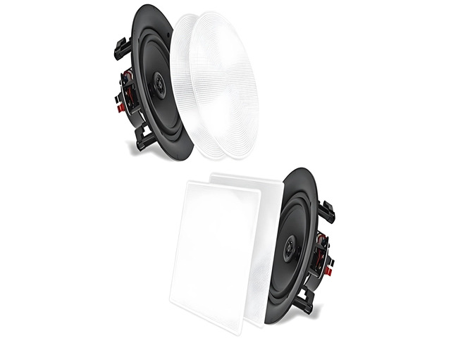 6.5 2-Way Midbass Speakers - Pair of In-Wall/In-Ceiling Woofer Speaker System 1/2'' High Compliance Polymer Tweeter Flush Mount Design w/ 60Hz -...