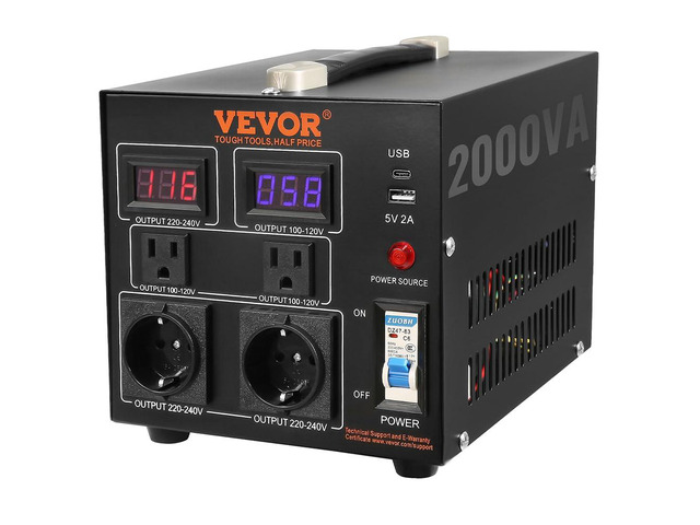 Voltage Converter Transformer, 2000W, Heavy Duty Step Up/Down Transformer, Convert from 110 Volt to 220 Volt and from 220 Volt to 110 Volt, with US...