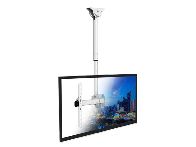 TV Ceiling Mount Bracket, 32-75', 110 lbs, White Full motion 360 rotation, height adjustable 22-36', VESA 200x200-600x400, fits flat or vaulted...