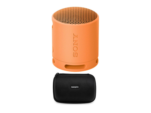 SRS-XB100 Wireless Bluetooth Portable Travel Speaker Bundle (Orange) Travel case, Strap, (2 items)