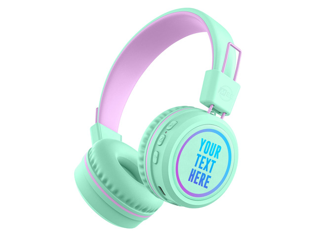 KidJamz KJ55BT Personalized Bluetooth Wireless Safe Listening Headphones for Kids w/Custom LED-Backlit Design, Volume Limiter, Microphone; Kids...