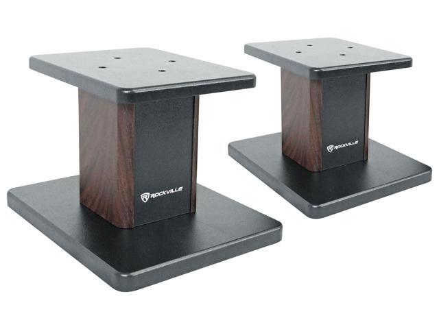 RHT8D Pair 8' Dark Wood Desktop Speaker/Studio Monitor Stands 66 lb Load Capacity, EVA Isolation Pads, Medium-Density Fiber Core, Cable Clips and...