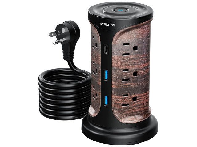 Surge Protector Tower Power Strip, 6.5 Ft Extension Cord with Multiple Outlets with Surge Protection, Screw Wall Mount Outlet with 12 Ac Outlets...