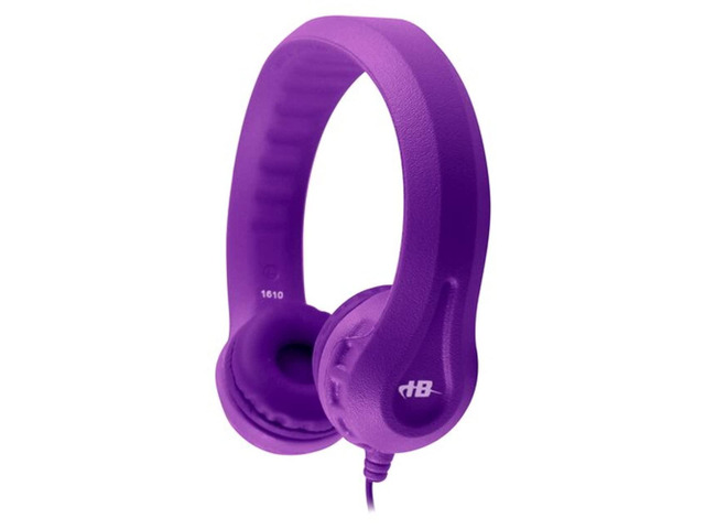 FlexPhones Kids Headphones Durable EVA Foam, VolumeLimited 85 dB, ChewResistant DuraCord, Safe for Ages 3+, OnEar Classroom Headset Purple