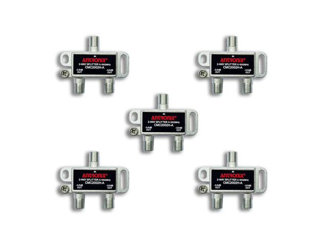CMC2002H 2-Way- (5) Pack - Horizontal Splitter (2) -3.5db Ports 5-1002 MHz High Performance Profession Quality for Coax Cable TV & Internet Factory...