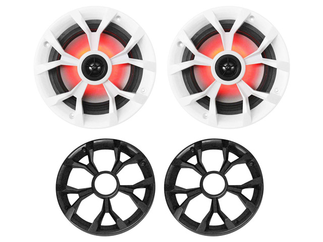 RKL65MBW 6.5' 2-Way Coaxial Marine Boat LED Speakers Pair 700W Peak / 170W RMS, 4 Ohm, Waterproof, Red/Blue Beat-Sync LEDs, 35Hz-20kHz, Includes...