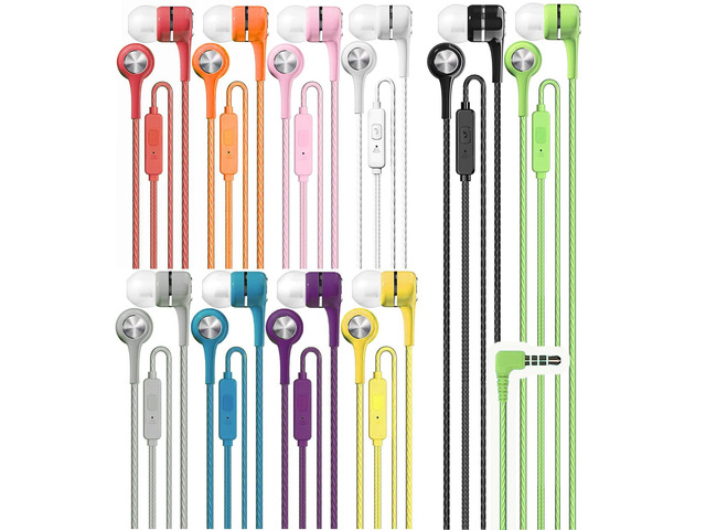 Bulk Earbuds Headphones with Microphone, Noise Isolating Bass Stereo Tangle Free Wired Earphones, Compatible with Android, iPhone, iPad, Laptops,...