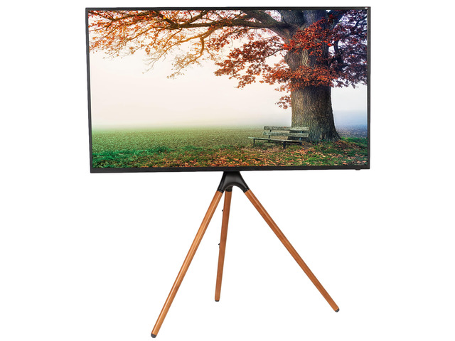 Dark Walnut Easel TV Stand for 45 to 65 inch Screens, STAND-TV65A Articulating Artistic Studio Display Stand, Adjustable TV Mount with Swivel,...