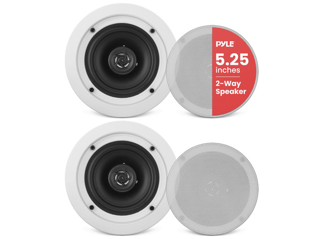 Home 5.25 Ceiling Wall Mount Speakers - Pair of 2-Way Midbass Woofer Speaker 1'' Polymer Dome Tweeter Flush Design w/ 80Hz - 20kHz Frequency...
