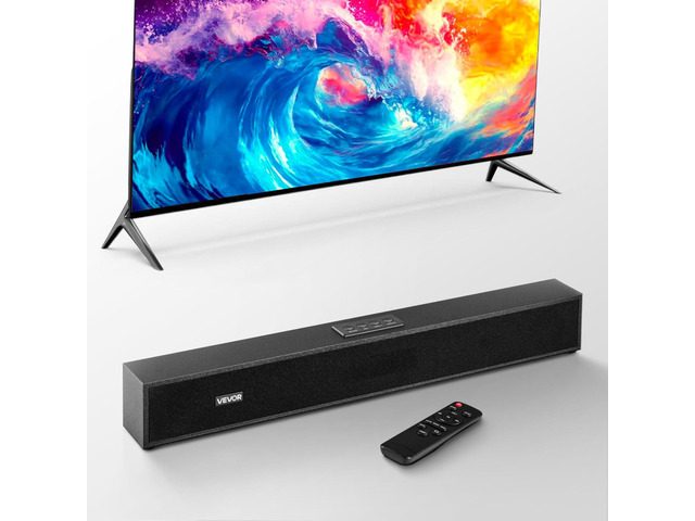 Sound Bar for Smart TV, 2.0 Channel, 24-Inch Compact Soundbar TV Speakers for Projector, Bluetooth AUX Connection, Remote Control, Easy Setup, 80W...