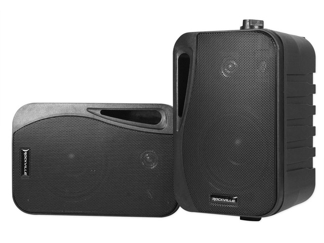 HP4S BK Black 4' Outdoor/Indoor Home Theater Speakers, Pair IPX44, Swivel Bracket, 360W Peak / 120W RMS, Waterproof, ABS Construction, Stainless...